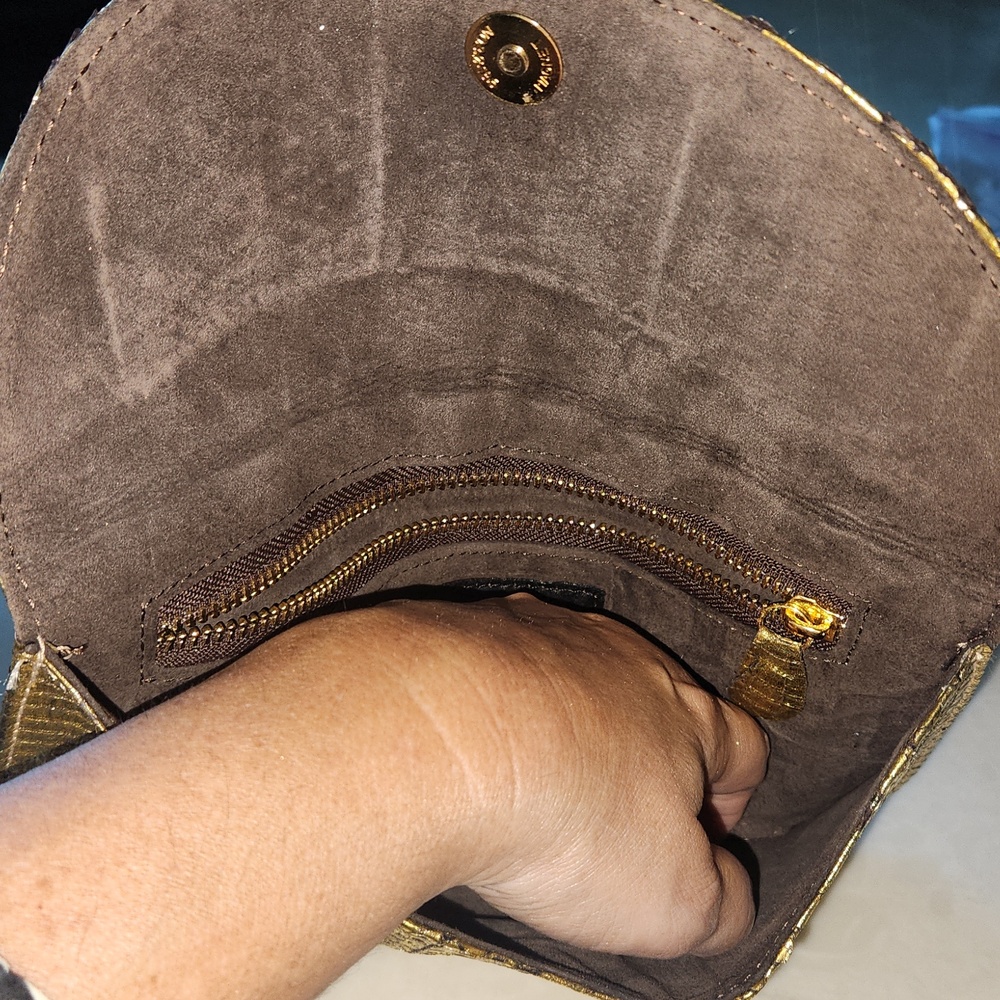 Neiman Marcus NEW genuine python gold clutch gene… - image 8